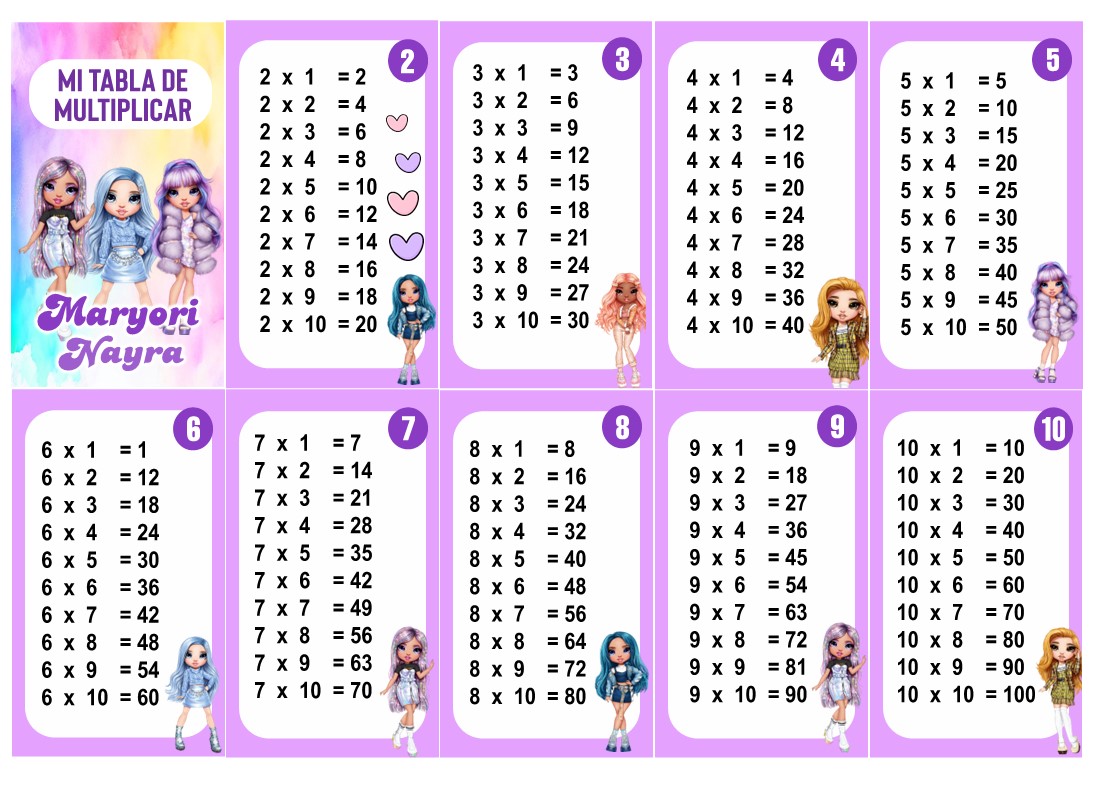 Rainbow High Tabla de Multiplicar